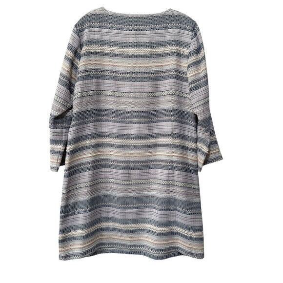Lilla P Tweed Striped 3/4 Sleeve Shift Dress Lace-up Detail Size L - Picture 3 of 10
